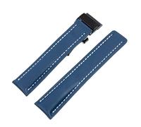 kongsou Leather watch strap for Breitling's aviation timing Superocean Avenger Pilot(Light blue black1,20mm)
