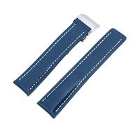 kongsou Leather watch strap for Breitling's aviation timing Superocean Avenger Pilot(Light blue silver 1,24mm)