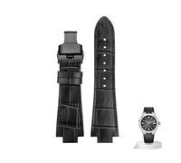 kongsou Leather Watch Strap For Maurice Lacroix AIKON AI6008 AI6038 AI6058 Man Watchband Cow Leather Bracelet(Black black)