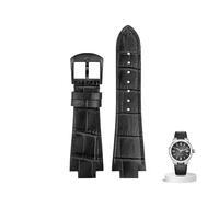 kongsou Leather Watch Strap For Maurice Lacroix AIKON AI6008 AI6038 AI6058 Man Watchband Cow Leather Bracelet(Black black pin)