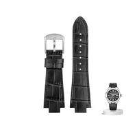 kongsou Leather Watch Strap For Maurice Lacroix AIKON AI6008 AI6038 AI6058 Man Watchband Cow Leather Bracelet(Black silver pin)