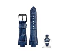kongsou Leather Watch Strap For Maurice Lacroix AIKON AI6008 AI6038 AI6058 Man Watchband Cow Leather Bracelet(Blue black pin)