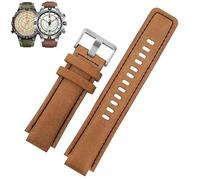 kongsou Leather Watch Strap For Timex Tidal compass T2n739 T2n720 T2n721 canvas men's Convex mouth Watch Band(Khakis)