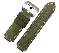 kongsou Leather Watch Strap For Timex Tide T2n720 T2n721 Raised Mouth Accessories Wrist strap(Army green-Steel-K11)