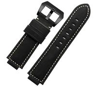 kongsou Leather Watch Strap For Timex Tide T2n720 T2n721 Raised Mouth Accessories Wrist strap(Black-Black-K11)