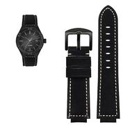 kongsou Men's Cowhide Watch Band For MAURICE LACROIX AIKON AI6008 AI6038 AI6058 Vintage Waterproof Leather Strap(Blackb)