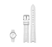 kongsou Notched Leather Strap For GC PASHA DE Men's Women's Special Hand Bracelet for Rossini(Whites,22-13mm)