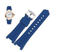 kongsou Notched Silicone Watch Band For GC PASHA Black White Wristband Bracelet Watch(Blue C silver,24-14mm)