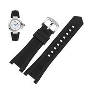 kongsou Notched Silicone Watch Band For GC PASHA Black White Wristband Bracelet Watch(Red C silver,20-12mm)