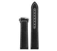 kongsou Nylon Canvas Cowhide Watch Strap For Omega Speedmaster AT150 Captain Seamaster 300 Folding Buckle Watchband(Blacks,21mm)