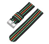 kongsou Nylon Strap For Blancpain X Collaboration Quick Release Replace Watch Band with Stainless Steel Buckle(Black green orange s,22mm)