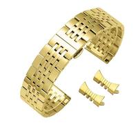 kongsou Stainless Steel Silver Watch Strap For Tissot T006 Curved End Watchband for MIDO(Golden,14mm)