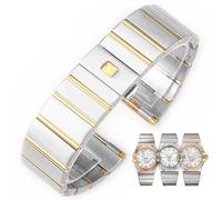 kongsou Steel Watch Band For omega Double Eagle Constellation Butterfly Clasp Watch Chain(Silver gold,25.10mm)