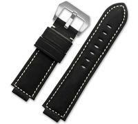 kongsou WatchBand for Timex Tide Compass T2n720 T2n721 T2n739 Nylon Men's Leather Watch Strap(Black-Steel-K11)