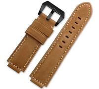 kongsou WatchBand for Timex Tide Compass T2n720 T2n721 T2n739 Nylon Men's Leather Watch Strap(Khaki-Black-K11)