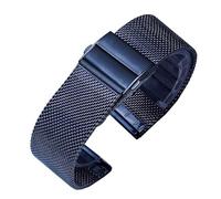 kongsou Waterproof Braided Mesh Watch Strap For MIDO Commander Helmsman Baroncelli Men's watch band(Blue2,15mm)