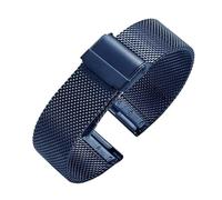 kongsou Waterproof Braided Mesh Watch Strap For MIDO Commander Helmsman Baroncelli Men's watch band(Blue1,17mm)
