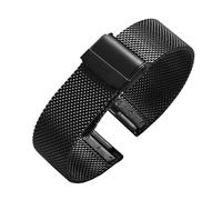 kongsou Waterproof Braided Mesh Watch Strap For MIDO Commander Helmsman Baroncelli Men's watch band(Black1,16mm)