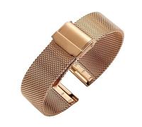 kongsou Waterproof Braided Mesh Watch Strap For MIDO Commander Helmsman Baroncelli Men's watch band(Rose gold1,14mm)