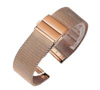 kongsou Waterproof Braided Mesh Watch Strap For MIDO Commander Helmsman Baroncelli Men's watch band(Rose gold2,17mm)