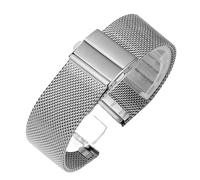 kongsou Waterproof Braided Mesh Watch Strap For MIDO Commander Helmsman Baroncelli Men's watch band(Silver2,22mm)