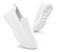 konhill Men's Slip-On Trainers | Breathable Mesh Lightweight Walking Shoes for Gym, Travel & Everyday Casual Wear White UK 10.5