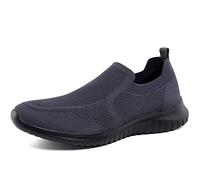 konhill Men's Trainers Comfortable Slip on Walking Shoes Casual Lightweight Athletic Sneakers 10UK Gray/Black