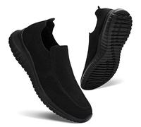 konhill Men's Trainers Comfortable Slip on Walking Shoes Casual Lightweight Athletic Sneakers 9.5UK All Black