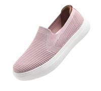konhill Women's Slip-On Loafers - Knit Mesh Flats with Stretch Collar, Breathable Lightweight Walking Shoes for Office Casual Travel Pink 40