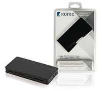 Konig CSU2CHC200BL 3-Port Powered USB 2.0 Hub and Memory Card Reader