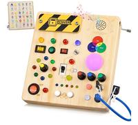 Konijiwa Montessori Busy Board Baby Toys for 1 Year Old with 13 Switches 24 LED Lights Switch Sensory Travel Wooden Activity Learning Toy 1 2 3 Years Old Baby Boys Girls Gifts