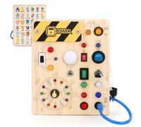 Konijiwa Montessori Busy Board for Toddlers for 1 year old Activity Board Wooden Toy with 10 Switches and 23 LED Lights Sensory Board Toys for 1 year old Boys from 1 2 3 4 years Boys and Girls