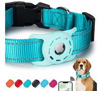 KONITY Reflective AirTag Dog Collar, Compatible with Apple AirTag, Nylon Pet Cat Puppy Collar with Silicone AirTag Holder for Small, Medium, Large, and Extra Large Dogs