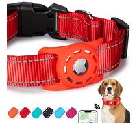 KONITY Reflective AirTag Dog Collar, Compatible with Apple AirTag, Nylon Pet Cat Puppy Collar with Silicone AirTag Holder for Small, Medium, Large, and Extra Large Dogs