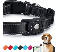 KONITY Reflective AirTag Dog Collar, Compatible with Apple AirTag, Nylon Pet Cat Puppy Collar with Silicone AirTag Holder for Small, Medium, Large, and Extra Large Dogs