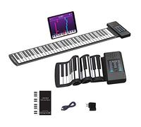 KONIX 61 Key Roll Up Piano,Upgraded Portable Rechargeable Hand Roll Piano with Silicon Flexible Keyboard, MIDI Output, Headphone Connection, 128 Rhythms,Best Gift for Kids and Beginners