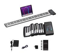 KONIX 88 Keys Roll-Up Piano Upgraded Portable Rechargeable Handroll Piano Keyboard 128 Rhythms 128 Tones Roll Up Keyboard Piano with LED Display MIDI Function Best