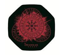 Konix Drakkar Kattegat Floor Mat 98 x 98 cm for Gaming Office Chairs - Viking Pattern - Black and Red
