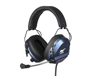 Konix Drakkar Skyfighter One Wired Headset for PC Gaming - 50mm Speakers - Flexible Microphone - USB Cable - 2.4m - Black and Blue