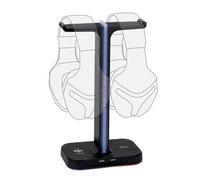 Konix FFF Double Gaming Headphone Stand - Rainbow Backlight - Black and Blue
