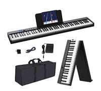 KONIX Foldable Piano Keyboard, 88 Key Full Size Semi Weighted Folding Piano Keyboard, Bluetooth Portable Electronic Keyboard Piano with Sheet Music Stand, Sustain Pedal and Piano Bag, Black