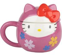 Konix Hello Kitty 3D Mug, Ceramic Mug, 320 ml, Daruma Design, Pink