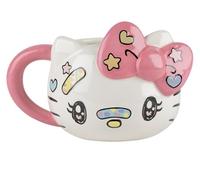 Konix Ceramic Mug Hello Kitty 3D – 500 ml, Kawaii Design, White and Pink
