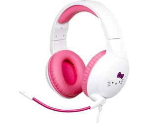 Konix Hello Kitty Kabelgebundenes Gaming-Headset für PC, PS4, PS5, Switch, Xbox One und Series X|S - Mikrofon - Kabel 1,5 m - 3,5 mm Klinkenstecker - Weiß und Rosa