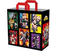 Konix My Hero Academia Shopping Bag - Size M 40 x 45 x 20 cm - Recycled Material - Multi Pattern - Black