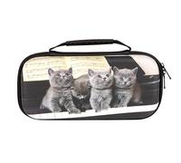 Konix Mythics Carrying Case for Nintendo Switch, Switch Lite and Switch OLED System System (8 Game Storage) - Kittens and Piano