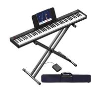 KONIX Piano Keyboard 88 Key with Stand, Touch Sensitivity, Full Size Semi-weighted Keyboard Piano for Beginner Include Sustain Pedal, Power Supply and Piano Bag