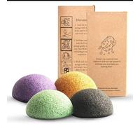 Konjac Facial Sponge Set - Organic Face Sponge for Exfoliating, Cleansing & Spa - Lavender, Turmeric, Charcoal & Aloe Vera Natural Konjac Sponges