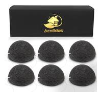 Konjac Organic Cleansing Exfoliating Facial Sponges Set Natural Activated Charcoal Konjac Face Scrubbers Sponge for Exfoliator Skincare Makeup Remover Body Washing for Oily Dry Sensitive Skin