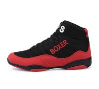 KONJACLY Mens Wrestling Footwear Fashion Large Size Boxing Footwear Breathable Fighting Boots Non-Slip Weightlifting Boots,Red,3 UK